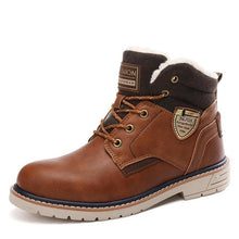 Load image into Gallery viewer, 2019 New Winter Warm Fur Men's Boots Leather Ankle Boots Waterproof Snow Boots Outdoor Desert Boots Comfortable Motorcycle boots