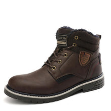 Load image into Gallery viewer, 2019 New Winter Warm Fur Men's Boots Leather Ankle Boots Waterproof Snow Boots Outdoor Desert Boots Comfortable Motorcycle boots