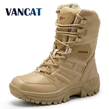 Load image into Gallery viewer, Military Tactical Mens Boots Special Force Leather Waterproof Desert Combat Ankle Boot Army Work Men's Shoes Plus Size 39-47